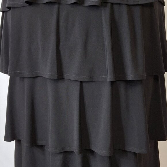 Peplum Black Dress Large Tiered Zipper Detailed Neckline Empire Style Tiana B - Picture 8 of 13
